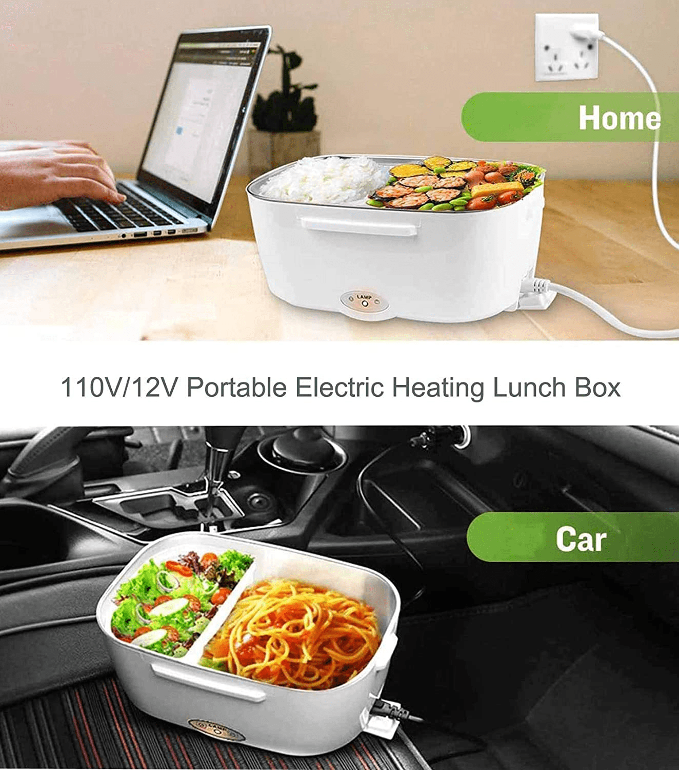 Electric Lunch Box, 3-In-1 Electric Lunch Box Food Heater, Portable  Leak-proof Food Warmer for Adults with Removable Stainless Steel Container,  SS Fork, Spoon & Carry Bag for Car/Truck/Office, 1.5L 