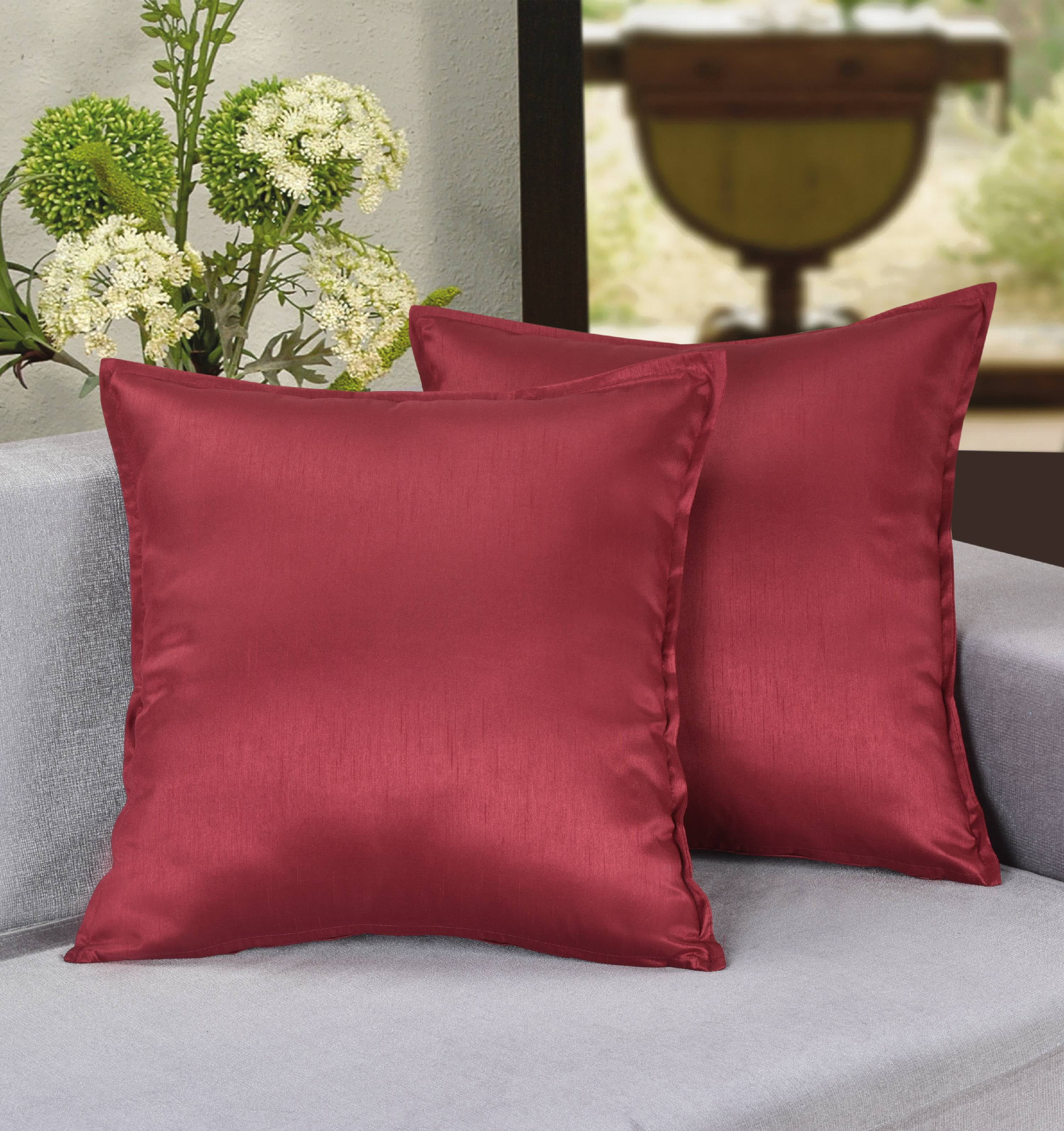Pack of 2 Solid Burgundy Pillows Cases Cushion Covers Comfy Faux Suede 18 x 18" 