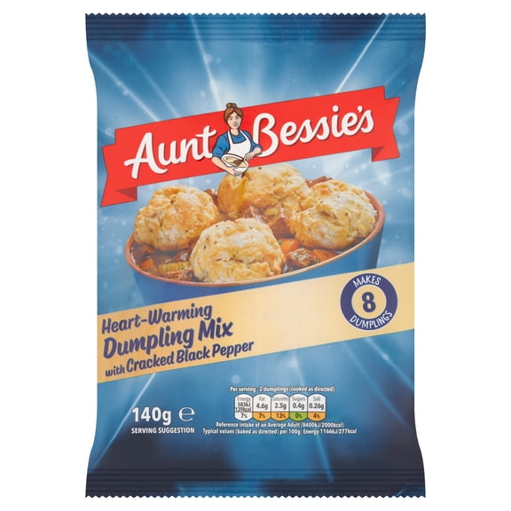 Aunt Bessie's Dumplings Mix With Cracked Black Pepper 140G, Imported from Britain