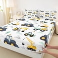 thumbnail image 3 of Homewish Crane Bulldozer Excavator Twin Sheet Sets,Equipped Truck Twin Fitted Sheet,White Yellow 03,Microfiber Bedroom Decor,3pcs, 3 of 7