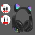 thumbnail image 1 of Seitruly Auriculares con orejas de gato con micrófono Bluetooth 5,0, auriculares inalámbricos con cancelación de ruido RGB, Gamer, adultos, niños y Cables de audio/vídeo No.01, 1 of 8