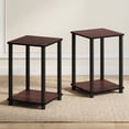 thumbnail image 2 of Furinno Turn-N-Tube Toolless Assembly Side Table Set of 2, Stackable 2-Tier Brown End Table with Open Shelf, Night Stand, Bedside Table, for Living Room, Bedroom, Cherry Oak, 2 of 5