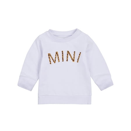

Luiryare Family Mother Baby Girls Sweatshirt Letter Leopard Pullover Tops