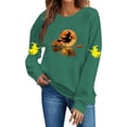thumbnail image 5 of Smupbvky Womens Halloween Print Sweatshirts Fall Witch Graphics Tops Long Sleeve Crew Neck Pullover Holiday Casual (XL, Green), 5 of 5