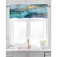 thumbnail image 2 of Teal Golden Marble Kitchen Valances for Windows Farmhouse Linen Window Valance Curtain for Living Room Window Treatment Aesthetics Modern Abstract Art Valance Rod Pocket Topper Drape, 60 x 18 Inch, 2 of 6