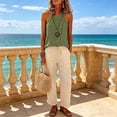 thumbnail image 5 of VBVC Women's Cotton Linen Halter Neck Tank Tops , Ladies' Casual Side Button Summer Blouses , Loose Fit Sleeveless Daily Wear Shirt For Women,Green,S-3XL, 5 of 9