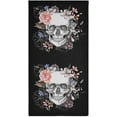 thumbnail image 3 of Skull Hand Towel Set of 2, Soft Halloween Bath Towels Absorbent Pink Rose Floral Fingertip Towel Fast Drying Black Face Towel for Bathroom Kitchen Yoga Gym Spa Decor 28.3x14.4 Inch, 3 of 14