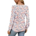 thumbnail image 2 of MOMOFEEL Pleated Blouses for Women Puff Long Sleeve Tunic Tops Dressy Casual Shirts For Spring or Summer (M9011 Pink Floral XL), 2 of 5