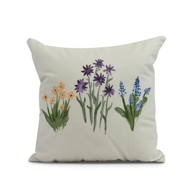 Simply Daisy, 18 x 18 inch,Flower Trio Decorative Pillow,Purple