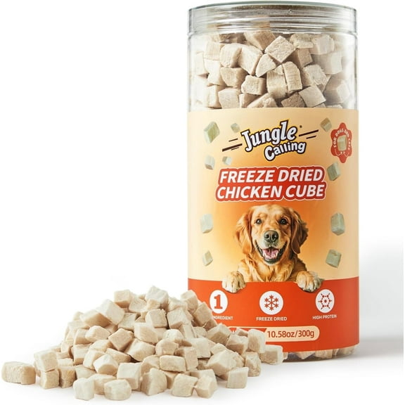 Jungle Calling Freeze Dried Cat and Dog Treats, Single Ingredient Chicken Cube Cat Treats, Dog Snacks for Training