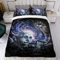 thumbnail image 4 of Einstein Conjunto de sábanas temático, trío de piezas, cómodo y amigable con la piel, diseño único, regalo de decoración para el hogar para familiares, amigos y fans, 90 cm * 190 cm, 4 of 6