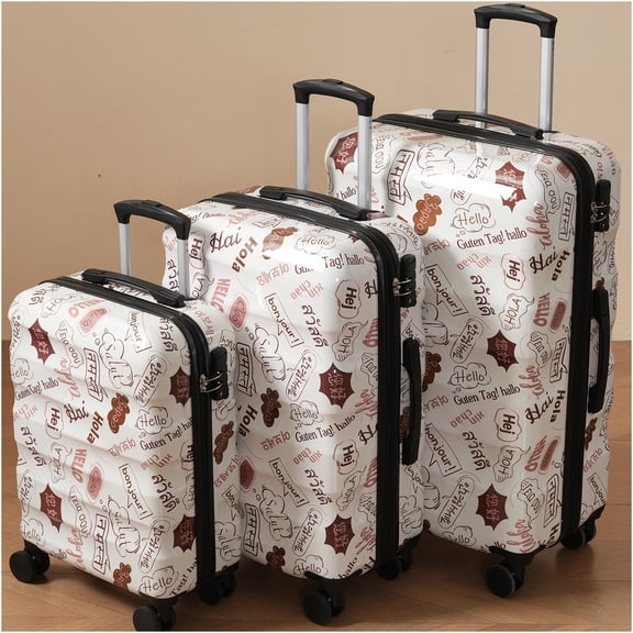 JERFIT 3-Piece White Hardshell Luggage Set with Spinner Wheels, TSA Lock, Lightweight & Expandable Suitcases for Men and Women (20/24/28 Inch)