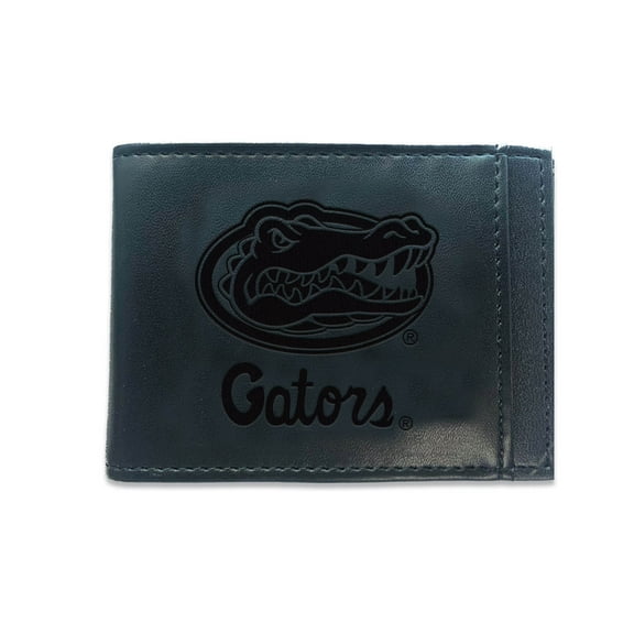 Black Florida Gators Hybrid Leather Front Pocket Bi-Fold Wallet with Money Clip