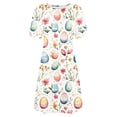 thumbnail image 2 of Vestido Corto para las Mujeres Cuello Redondo Manga Corta Impresa Suéter, Moda Casual Estilo Línea, 2 of 6