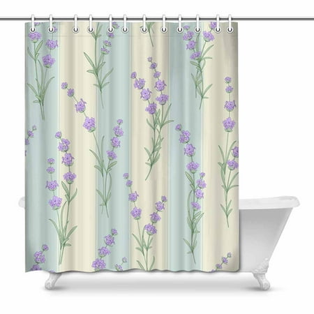 Pop Lavender Flowers Bathroom Decor Shower Curtain Set 66x72 Inch Pop Lavender Flowers Bathroom Decor