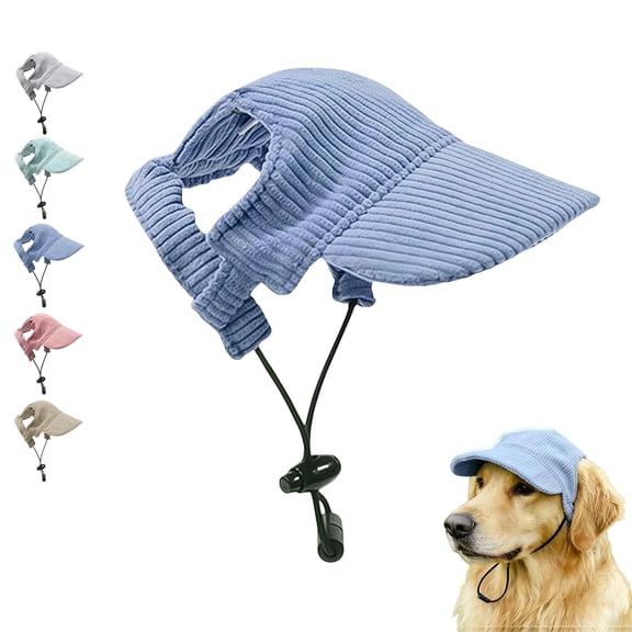 Sun Hat for Pets with Ear Holes, Adjustable Dog Baseball Cap with Chin Strap, Breathable UV Protection Summer Visor for Medium Large Dogs and Cats