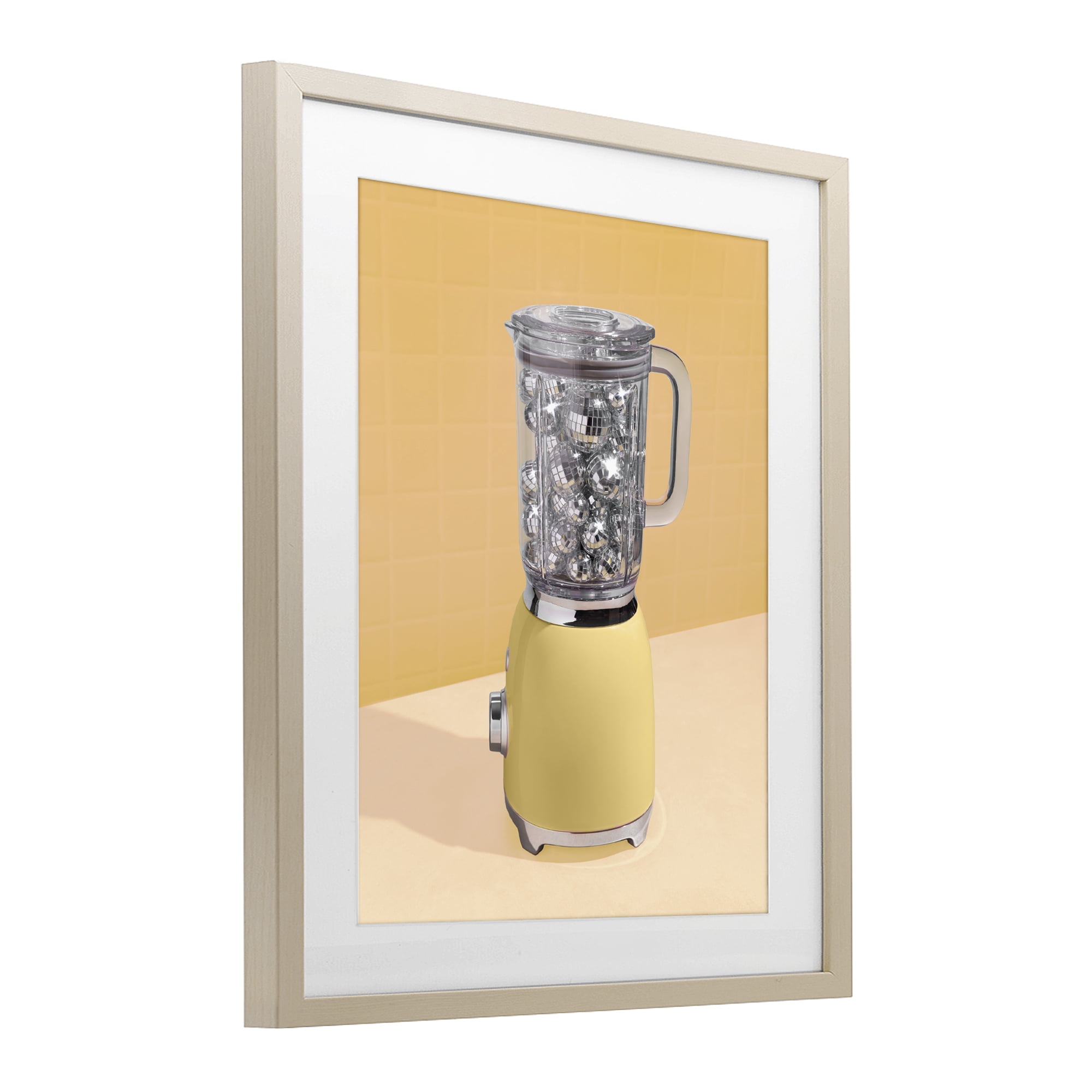 Stupell Industries Disco Drink Blender over Yellow Birch Framed Print Under Glass, design by LISH Creative