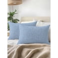 thumbnail image 3 of Outdoor Pillows Waterproof, Misty Blue Bedding Throw Pillows with Insert for Couch Sofa Bed, Rustic Farmhouse Solid Color 12x20 Inch Pillowcases Decorative Camping Patio Pillow Set of 1, 3 of 8