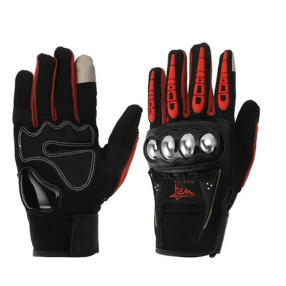Unique Bargains 1 Pair Motorcycle Winter Warm Touchscreen Driving Gloves XXL Black Red Polar Fleece