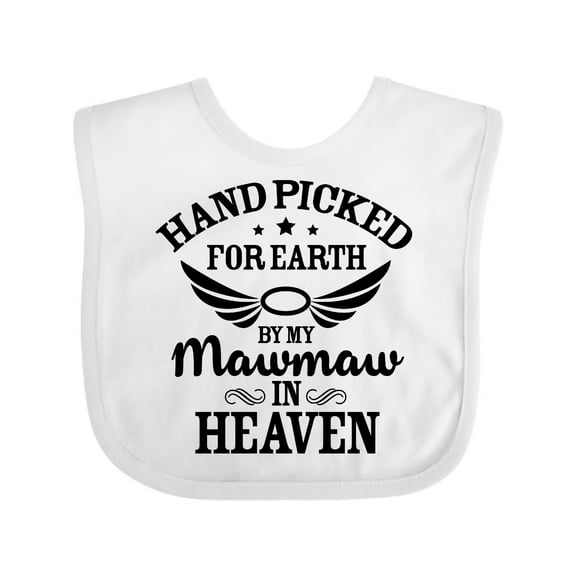 Inktastic Handpicked for Earth by My Mawmaw in Heaven with Angel Wings Boys or Girls Baby Bib