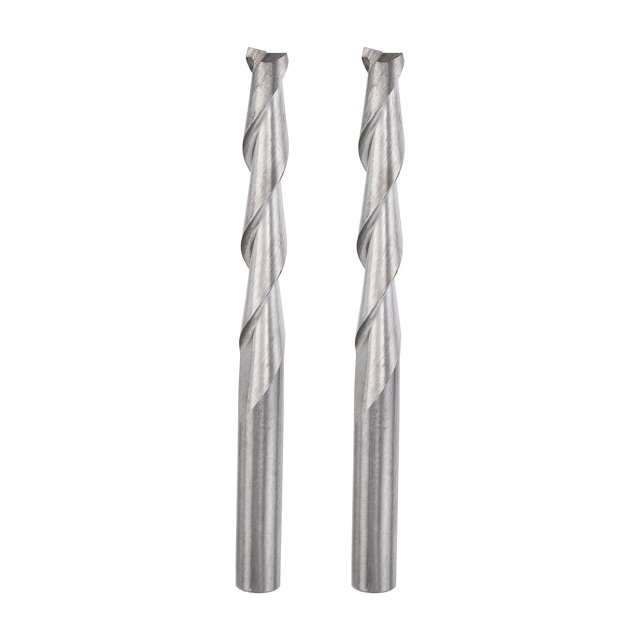 Unique Bargains 1/8' Shank 3.175mm x 22mm Solid Carbide 2 Flute CNC Spiral Router Bit for PVC MDF Wood 2 Pack