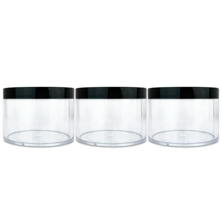 Leak Proof Containers - 4oz/120g/120ml High Quality Acrylic Leak Proof Clear Container Jars with Black Lids 3pcs