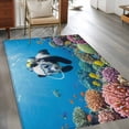thumbnail image 3 of Funny Panda Diving Washable Area Rugs 4'x6', Seafloor Corals Fish Oceans Modern Low Pile Throw Living Room Rug Non-Slip Sturdy Edge Binding Carpet for Indoor Entryway Bedside Kitchen, 3 of 9