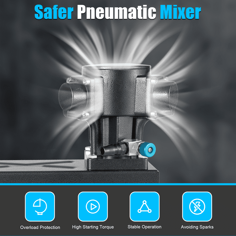 Pneumatic Automatic Paint Mixer，5 Gallon 1/4 HP 50L Stainless Steel  Pneumatic Mixer Paint Mixer Mix Tool for Viscous Liquid Ink Dye Chemicals  Mixing