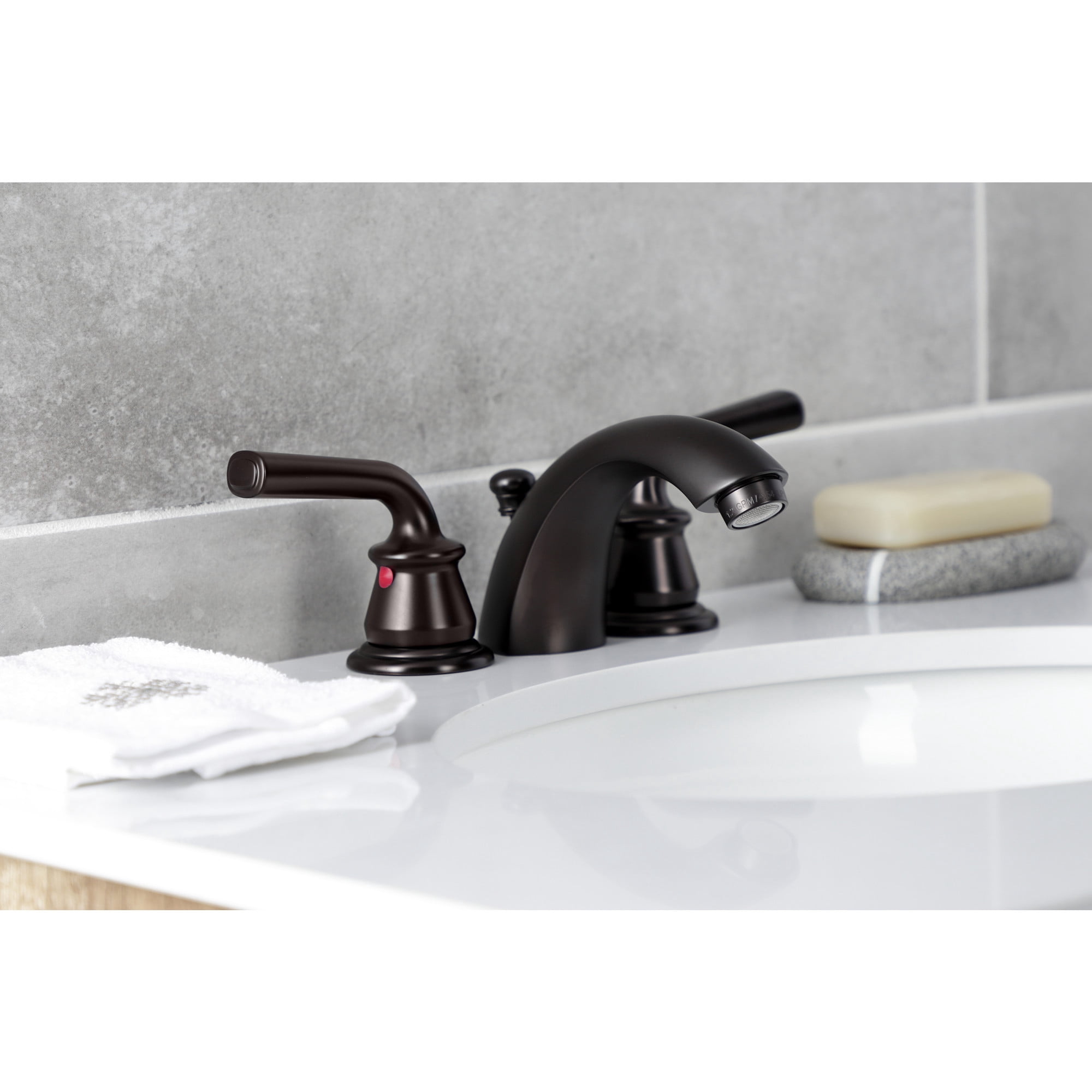 Kingston Brass KB955RXL Restoration Mini-Widespread Bathroom Faucet with Pop-Up Drain, Oil Rubbed Bronze