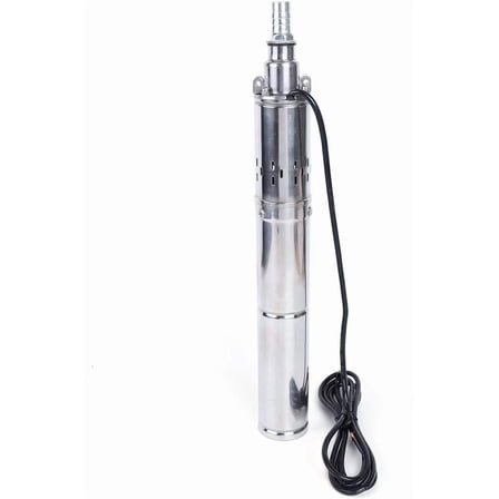 24V 1" Solar Deep Well Pump, Water Pump 2 m³/H Submersible Pump 65m Head 2860RPM Water Well Pumps Submersible Stainless Steel for Factories, Farmland, Irrigation Use