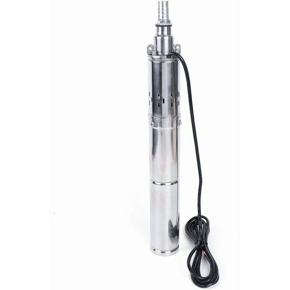 24V 1" Solar Deep Well Pump, Water Pump 2 m³/H Submersible Pump 65m Head 2860RPM Water Well Pumps Submersible Stainless Steel for Factories, Farmland, Irrigation Use