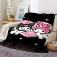 Kuromi Fashion Blanket for Sofa King Soft Flannel Throw Fluffy Bed