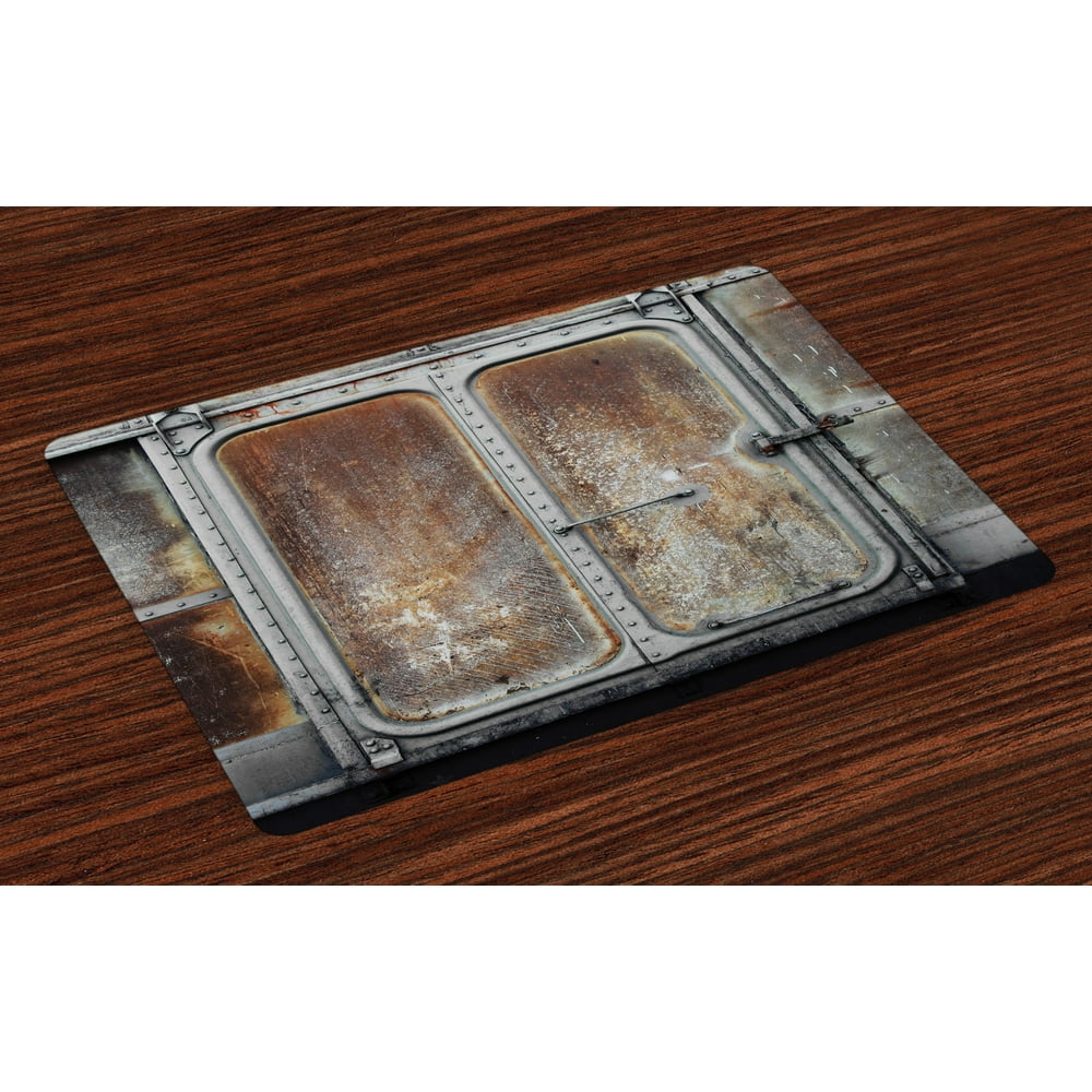 Industrial Placemats Set of 4 Vintage Railway Container Door Old Transportation Iron