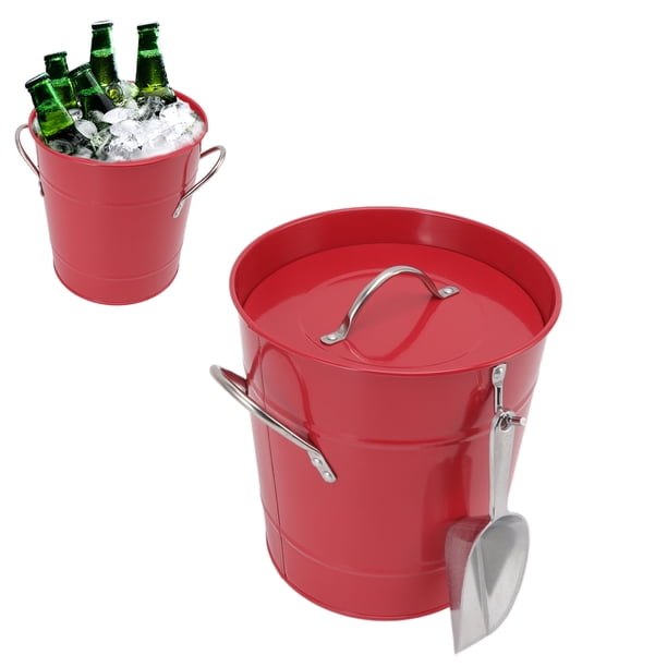 Cubos De Hielo Para Fiestas, Cubo De Hielo Galvanizado De 4 L Cubos De Hielo Redondos Para Fiestas Con Tapa Cubos De Hielo Con Pala Para Hielo Para Bares, Restaurantes Y Fiestas
