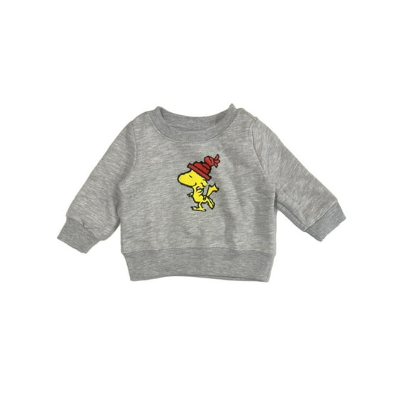 Peanuts Infant Boys Gray Charlie Brown Christmas Woodstock Sweatshirt Top NB