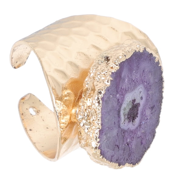 GOOHOCHY 1pc cristal chapado en oro anillo irregular de piedra áspero de la mano de la mano para las mujeres