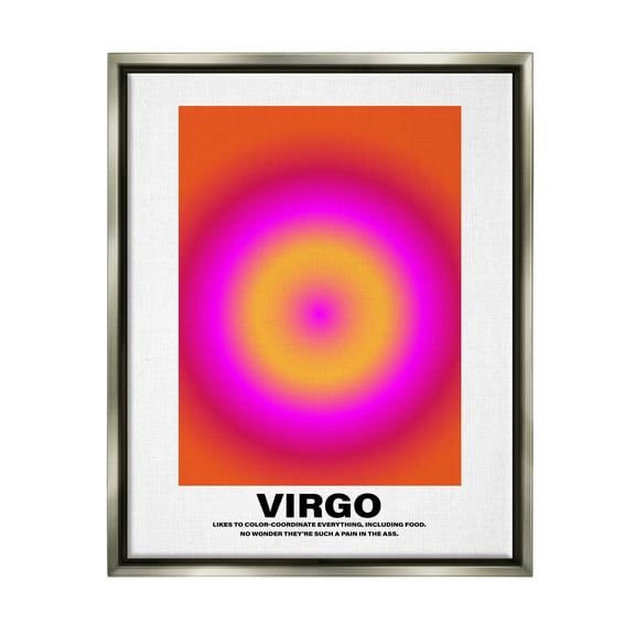 Stupell Industries Funny Virgo Astrology Abstract Painting Gray Floater Framed Canvas Art Print Wall Art, 25 x 31