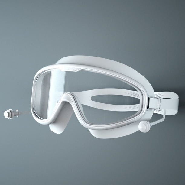 Gafas de natación con montura grande para hombre y mujer, gafas para miopía impermeables y antivaho de alta definición transparentes con tapones para los oídos integrados