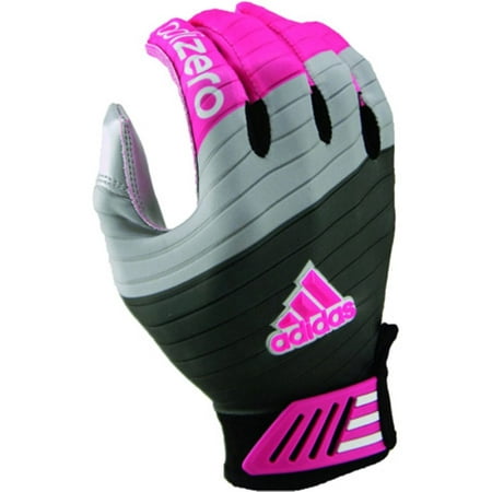 New Adidas Adizero Smoke Receiver/Skill Football Gloves Grey/Silver/Pink Size L