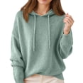 thumbnail image 4 of Warm Sweaters for Women Crew Neck Soft Hoodies Fall Winter Cozy Knitted Drawstring Hooded Pullover 2026 Light Green L, 4 of 4