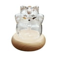 thumbnail image 2 of kowaku Glass Piggy Bank Money Saving Pot Ornament Festival Gift Cute Kitten Shaped Money Bank with Wooden Base for Shelf Living Room Clear, 2 of 9