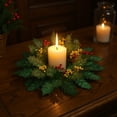 thumbnail image 5 of Christmas Candlestick Wreath, Golden Berries Pine Cones Decor, Holiday Centerpiece, Candle Holder Ring, Festive Home Table Decor, 5 of 9