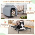thumbnail image 2 of Pefilos 52" Dog House for Large Dogs, Outside Elevated Dog Bed, Weatherproof Dog Kennel for Indoor and Outdoor, Portable Dog Shelter Cot with Ventilated Windows, Gray, 2 of 7