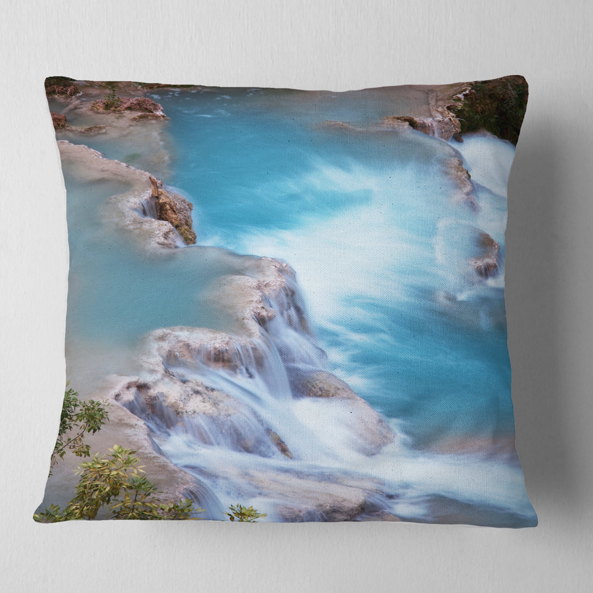 Designart Stunning Aerial View of Havasu River - Landscape Printed Throw Pillow - 18x18