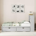 thumbnail image 3 of Twin Storage Bed with Bookcase Headboard, Twin Size Captain Bed Frame, with 2 Drawers and Charging Station, Twin Bed Frame with Storage, No Box Spring Needed, Easy Assembly, Gray, 3 of 10
