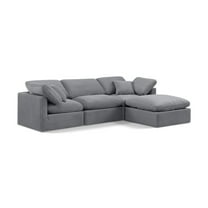 Meridian Furniture Indulge 94" Velvet L-Shaped Modular Sectional in Gray