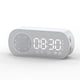thumbnail image 1 of Reloj despertador digital Botón de superficie de espejo Operación Bluetooth compatible 5.0 Altavoz Reproductor de MP3 inalámbrico Suministros para el hogar Blanco Inevent HA011281-02B, 1 of 7