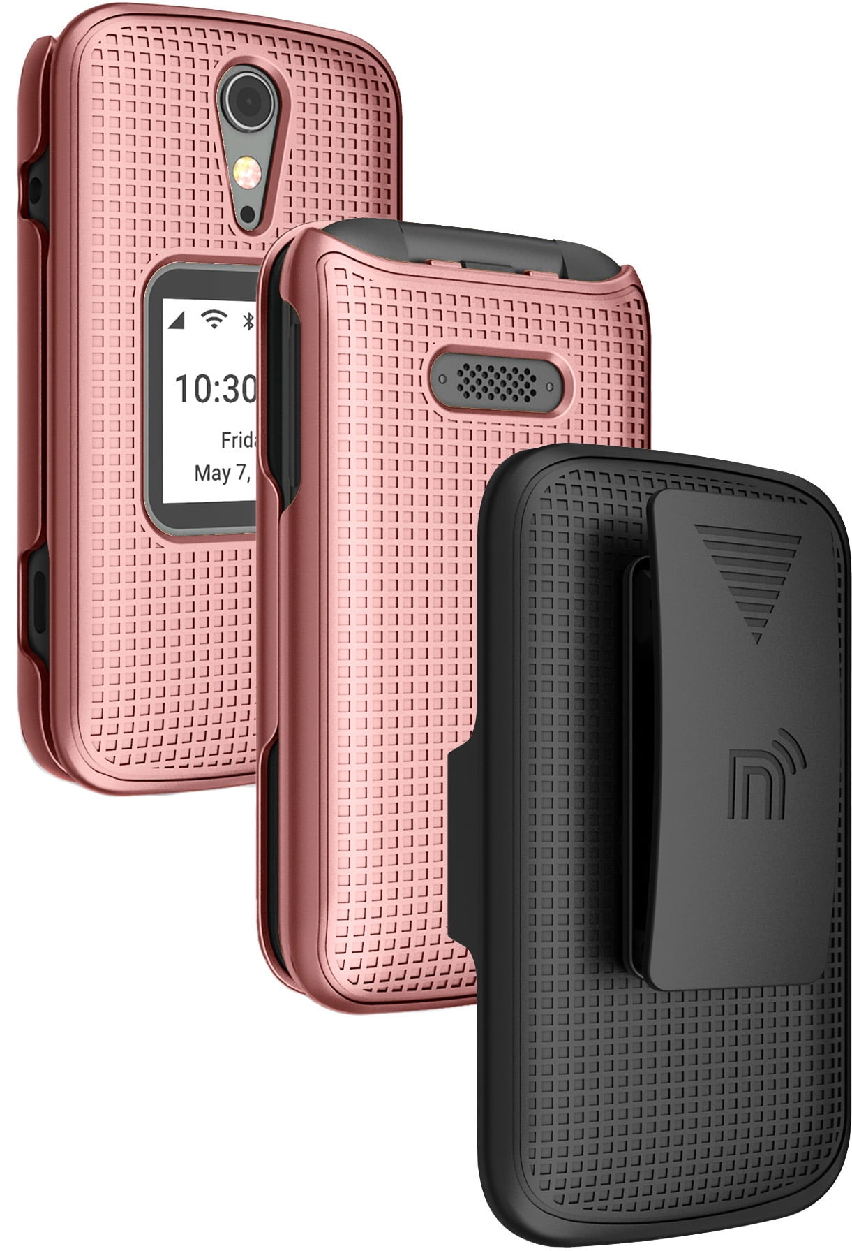Case With Clip For Jitterbug Flip2 Nakedcellphone Rose Gold Pink Snap On Hard Shell Cover With Rotating Ratchet Belt Hip Holster Holder For Jitterbug Flip 2 Phone Aka Lively Flip 4053sj7 Walmart Com