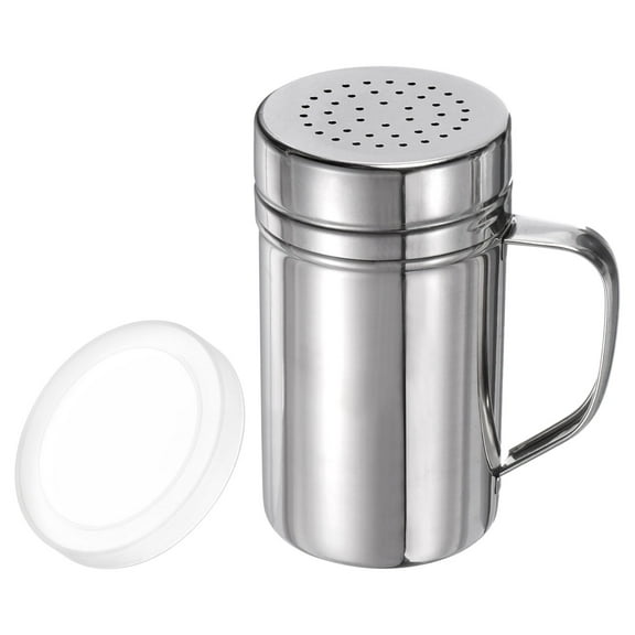 Uxcell Salt Dredge Shakers 14 Ounce Stainless Steel Spice Shakers W Handle and Lid for Salt Sugar Flour