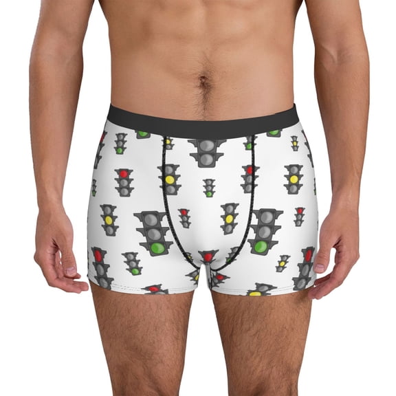 Mens Underwear Boxer Briefs - cute traffic light Pattern Comfort Breathable men's boxer briefs with Flex Waistband